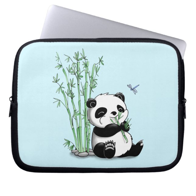 Funda Para Portátil Panda comiendo bambú (Frente)