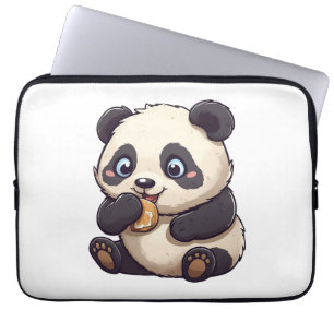 Funda Para Portátil Panda comiendo una galleta