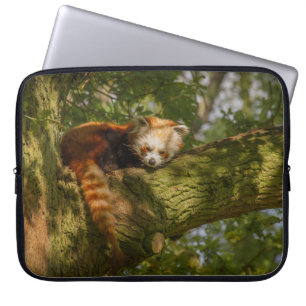FUNDA PARA PORTÁTIL PANDA ROJA SOBRE LA RAMA DE ÁRBOLES VERDES