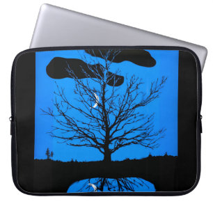 Funda Para Portátil Panorama lunar con manga de portátiles azul y negr