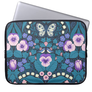 Funda Para Portátil Pansias, pájaros y mariposas
