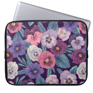 Funda Para Portátil Pansitas coloridas sobre violeta profundo