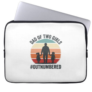 Funda Para Portátil Papá de dos niñas superado en número Camiseta fami
