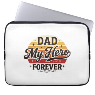 Funda Para Portátil Papá Mi héroe por siempre Diseño de camiseta retro