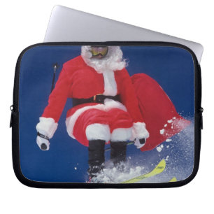 Funda Para Portátil Papá Noel en el salto de esquís de una cornisa e