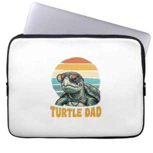 Funda Para Portátil Papá Tortuga Grabado Vintage Atardecer Retro Vecto