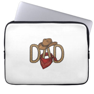 Funda Para Portátil Papá vaquero cuerda sombrero bandana grabado vinta