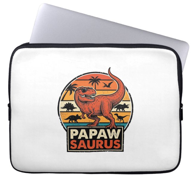Funda Para Portátil Papawsaurus Diseño Vectorial Retro Dinosaurio Atar (Frente)