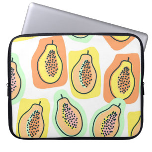 Funda Para Portátil Papaya dibujada a mano: Patrón de cosecha creativa