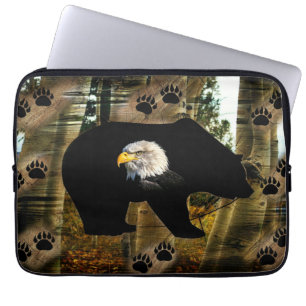 Funda Para Portátil Papel de oso negro de águila de águila de águila p