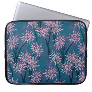 Funda Para Portátil Papel de pared floral: azul marino asiático, rosa.