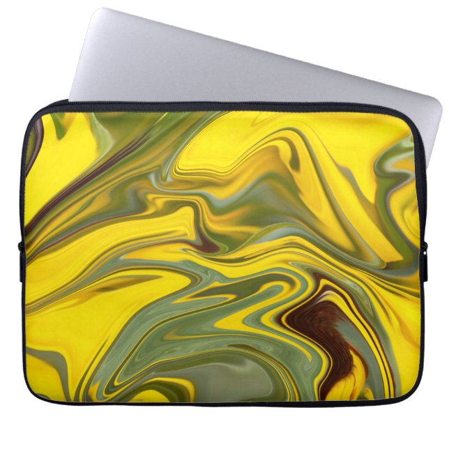 Funda Para Portátil Papel digital amarillo de las ondas de mármol-5544 (Frente)