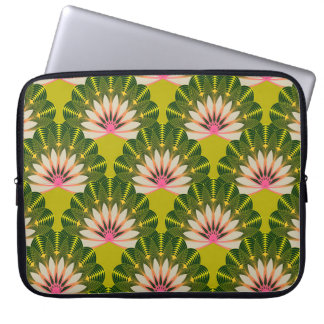 Funda Para Portátil Papel estilizado de loto: rosa, verde.