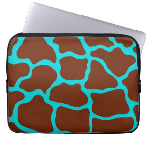 Funda Para Portátil Papel para portátil de impresión turquesa Giraffe
