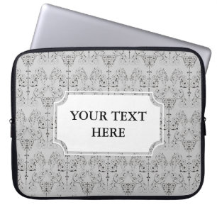 Funda Para Portátil Papel pintado de damascos vintage - negro + su fon