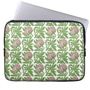Funda Para Portátil Papel pintado de nenúfares rosa Art Nouveau