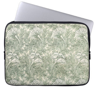 Funda Para Portátil Papel pintado de tulipán clásico verde de William