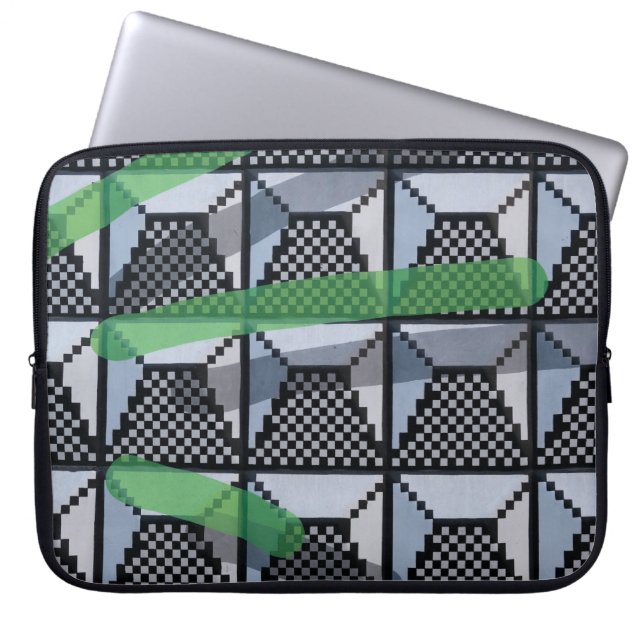 Funda Para Portátil Papel tapiz negro, verde y negro (Frente)