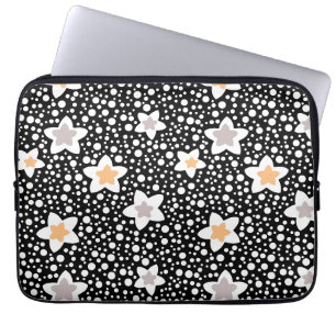 Funda Para Portátil Paquetes de polka negros y blancos retro con estre