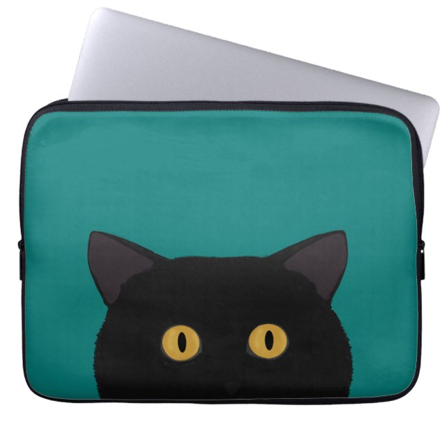 Funda para portátil para gato negro (Frente)