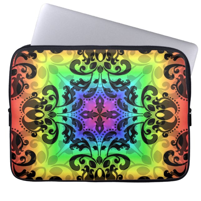 Funda Para Portátil Paradisíaca cuadrada de arcoiris funky de 13" (Frente)