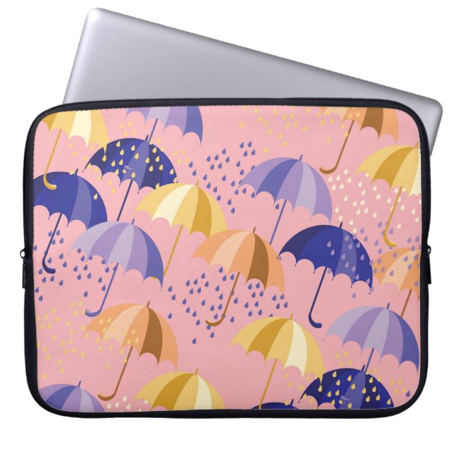 Funda Para Portátil Paraguas, gotas, motivos inmaculados. (Frente)