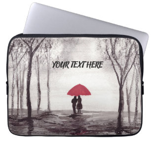 Funda Para Portátil Paraguas rojos pareja de amor
