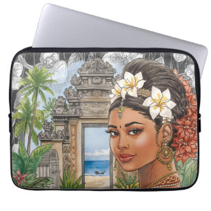 Funda Para Portátil Paraíso Tropical, Belleza Balinesa, Playa Tropical