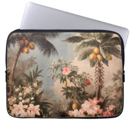 Funda Para Portátil Paraíso tropical vintage con palmeras