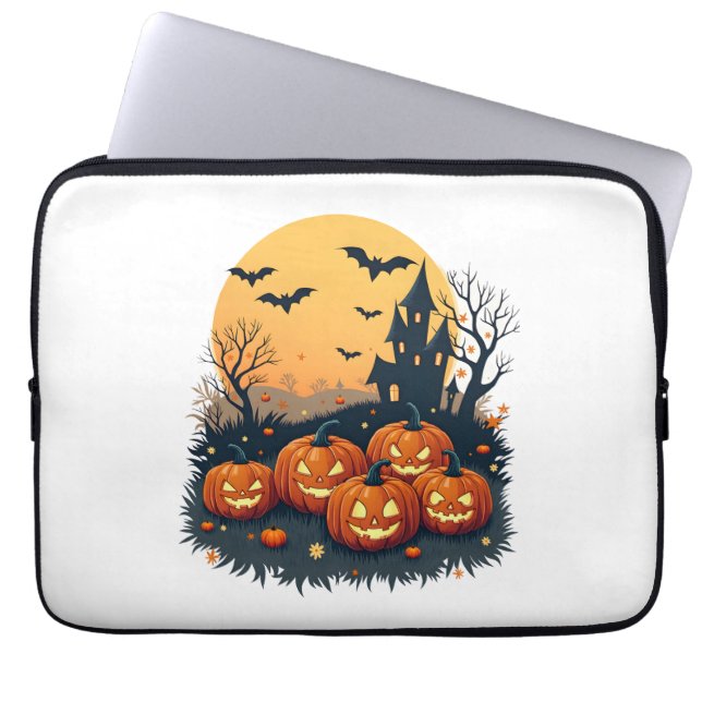 Funda Para Portátil Parche de calabaza fantasmal - Tee de Halloween re (Frente)