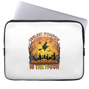 Funda Para Portátil Parche de Calabaza más Cool Halloween Bruja Arañas