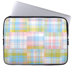 Funda Para Portátil Parche Preppy Look Madras Pastel