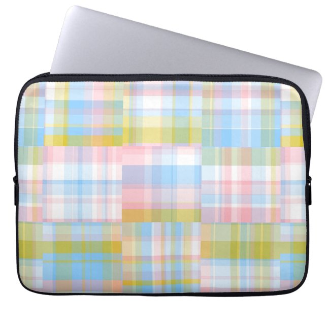 Funda Para Portátil Parche Preppy Look Madras Pastel (Frente)