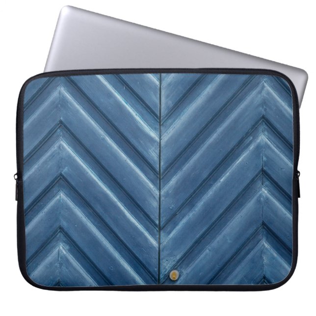 Funda Para Portátil Pared azul de madera (Frente)
