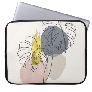 Funda Para Portátil Paredes botánicas. Línea dorada de arte dr