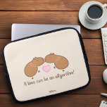 Funda Para Portátil Pareja Cute Capybara Personalizada<br><div class="desc">Diseño personalizado de mangas portátiles de la pareja de los capibara para los amantes del capibara con un texto divertido: un beso puede ser un algoritmo!.</div>