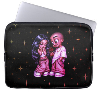 Funda Para Portátil Pareja de Amor Chicano Rosa Roja Estrellas Doradas