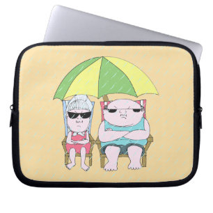 Funda Para Portátil Pareja grumpy divertida en la playa con arte de ll
