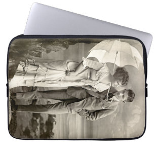 Funda Para Portátil Pareja romántica vintage con parasol