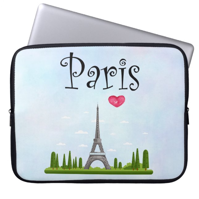 Funda Para Portátil París francés con Torre Eiffel (Frente)