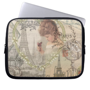 Funda Para Portátil París Francia Bonito Chica Eiffel