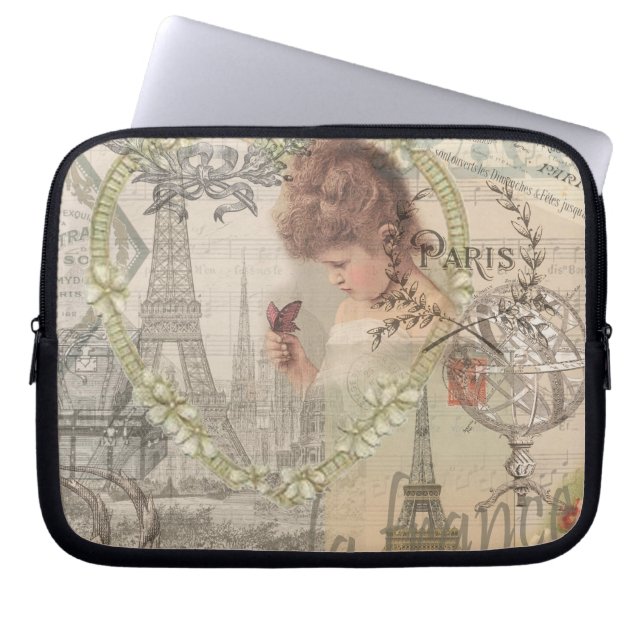 Funda Para Portátil París Francia Bonito Chica Eiffel (Frente)