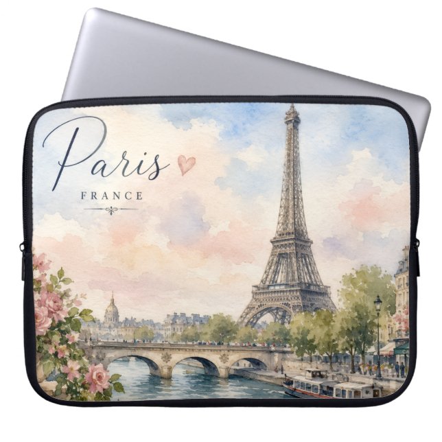 Funda Para Portátil París Francia Torre Eiffel río Sena  (Frente)