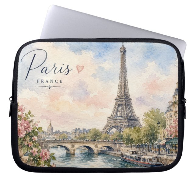 Funda Para Portátil París Francia Torre Eiffel río Sena  (Frente)