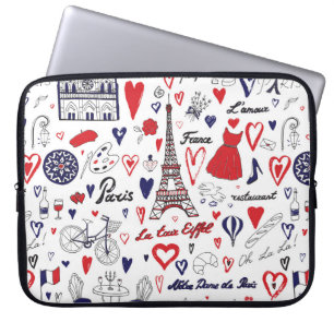 Funda Para Portátil París Vintage: Patrón de línea de viaje