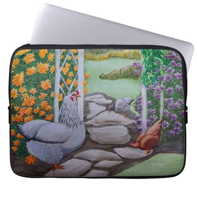 Funda Para Portátil Parque del pollo feliz (Frente)