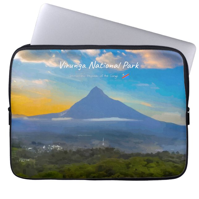Funda Para Portátil Parque Nacional Virunga, RD Congo - Volcán (Frente)