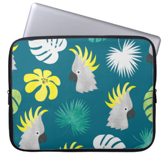 Funda Para Portátil Parrots tropicales: Escena de verano acuarela