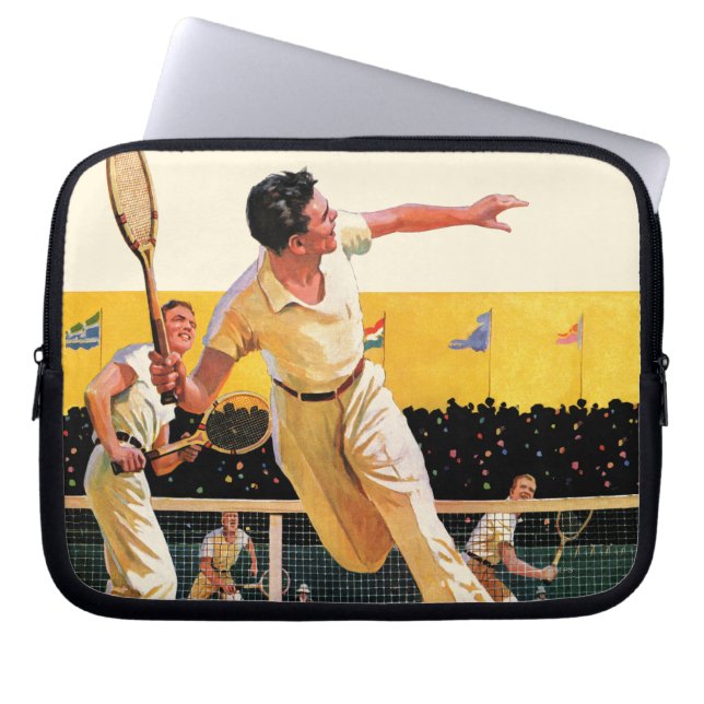 Funda Para Portátil Partido del tenis de los dobles (Frente)
