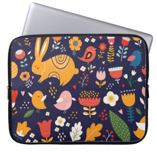 Funda Para Portátil Pascua de primavera: flores, colección de conejito